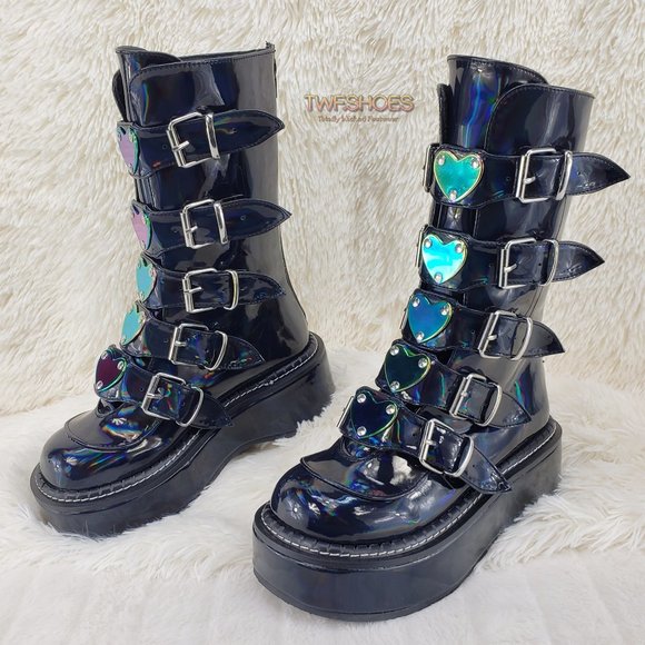 Platform Heart Metal Plates Buckle boot Emily 330 - Picture 3 of 16